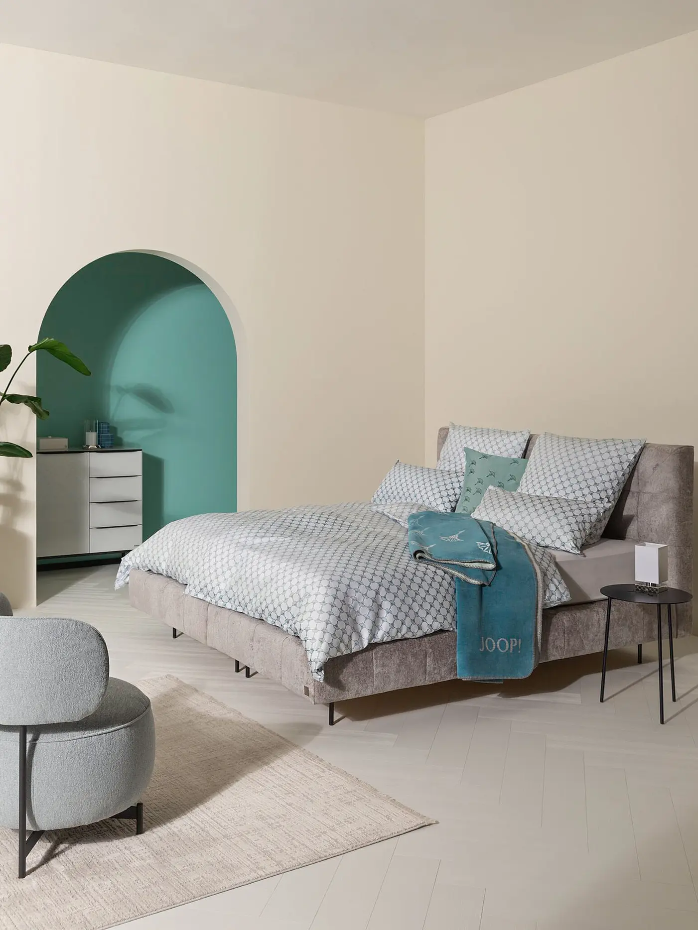 JOOP | Satin Bettwäsche 200x200cm CORNFLOWER GLEAM Aqua | 